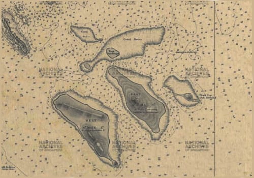 1906 hydrological map of Singapore showing the Southern Islands